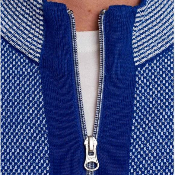 ROBERT GRAHAM SWEATER ZIP UP RIBBED MOCK NECK WOOL BLEND 
SZ L BLUE VERSATILE - Picture 5 of 16